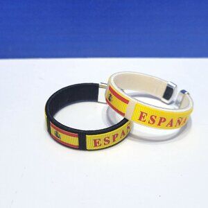 Vintage Espana Spain Flag Cuff Bracelets Pair